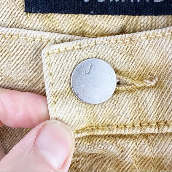 J Brand Julia Frayed-Hem Flared-Leg Cotton Blend Jeans in Litho Gold Sz 26 - Picture 11 of 13